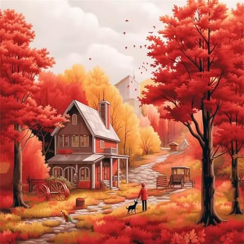 Herbstliches Baumhaus Puzzle 90 Teile, Impossible Puzzles Erwachsene 90 Teile, Lernspiel Herausforderung Spielzeug, Farbenfrohes Legespiel für Home Dekoration von Muaor