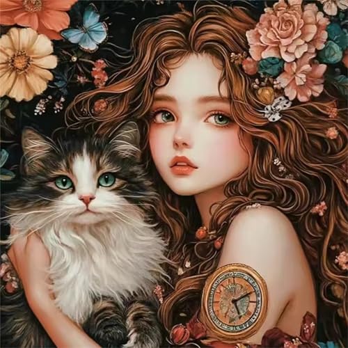 Katze Blume Dame Puzzle 90 Teile, Impossible Puzzles Erwachsene 90 Teile, Lernspiel Herausforderung Spielzeug, Farbenfrohes Legespiel für Home Dekoration Katze Blume Dame Puzzle 90 Teile, Impossible Puzzles Erwachsene 90 Teile, Lernspiel Herausforderung Spielzeug, Farbenfrohes Legespiel für Home Dekoration von Muaor