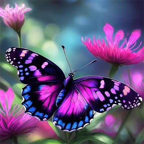 Lila Schmetterlingsblume Puzzle 90 Teile, Impossible Puzzles Erwachsene 90 Teile, Lernspiel Herausforderung Spielzeug, Farbenfrohes Legespiel für Home Dekoration von Muaor