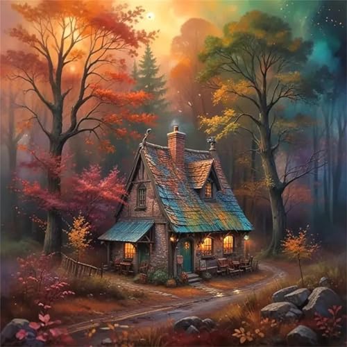 Moonlight Woods Hütte Puzzle 300 Teile, Impossible Puzzles Erwachsene 300 Teile, Lernspiel Herausforderung Spielzeug, Farbenfrohes Legespiel für Home Dekoration von Muaor
