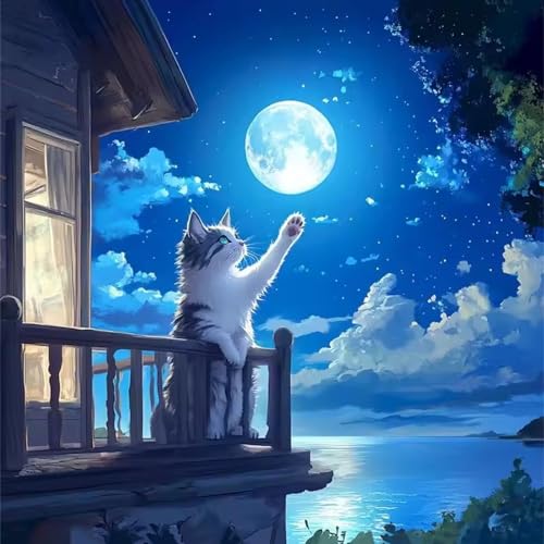 Nachtbalkon bei Mondschein Puzzle 300 Teile, Impossible Puzzles Erwachsene 300 Teile, Lernspiel Herausforderung Spielzeug, Farbenfrohes Legespiel für Home Dekoration Nachtbalkon bei Mondschein Puzzle 300 Teile, Impossible Puzzles Erwachsene 300 Teile, Lernspiel Herausforderung Spielzeug, Farbenfrohes Legespiel für Home Dekoration von Muaor