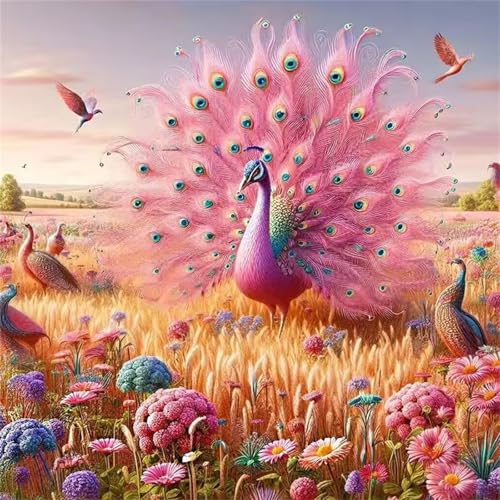 Pfauen-Weizenfeld Puzzle 90 Teile, Impossible Puzzles Erwachsene 90 Teile, Lernspiel Herausforderung Spielzeug, Farbenfrohes Legespiel für Home Dekoration von Muaor