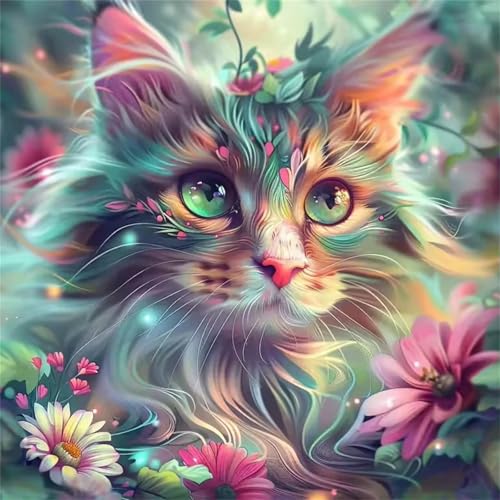 Puzzle 1000 Teile Erwachsene, EIN Herausforderndes Rätsel, Puzzlespiele für Die Ganze Familie, 1000 Puzzle Geschenke für Frauen und Männer, Thema:Katze Woods Blume von Muaor