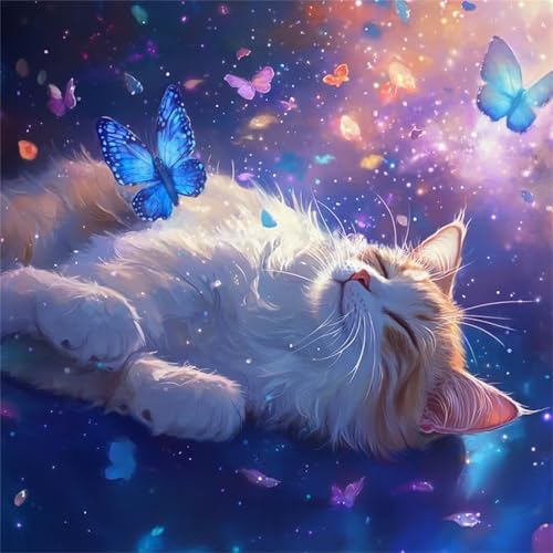 Puzzle 1000 Teile Erwachsene, EIN Herausforderndes Rätsel, Puzzlespiele für Die Ganze Familie, 1000 Puzzle Geschenke für Frauen und Männer, Thema:Kosmische Schmetterlingskatze von Muaor