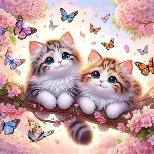 Puzzle 1000 Teile Erwachsene, EIN Herausforderndes Rätsel, Puzzlespiele für Die Ganze Familie, 1000 Puzzle Geschenke für Frauen und Männer, Thema:Schmetterling Katze Frühling von Muaor