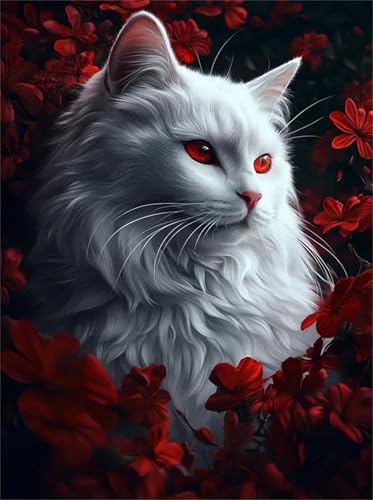 Puzzle 1000 Teile Rote Blume Katze, 1000 Teile Challenge Puzzle für Erwachsene, Spaß puzzlespiel Premium Quality Klassisches Puzzles Puzzle 1000 Teile Rote Blume Katze, 1000 Teile Challenge Puzzle für Erwachsene, Spaß puzzlespiel Premium Quality Klassisches Puzzles von Muaor