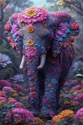 Puzzle 1000 Teile Wald Blumen Elefant, 1000 Teile Challenge Puzzle für Erwachsene, Spaß puzzlespiel Premium Quality Klassisches Puzzles Puzzle 1000 Teile Wald Blumen Elefant, 1000 Teile Challenge Puzzle für Erwachsene, Spaß puzzlespiel Premium Quality Klassisches Puzzles von Muaor