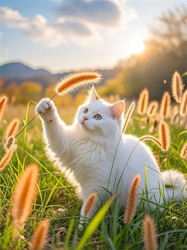 Puzzle 120 Teile Schilf Sonne Katze, 120 Teile Challenge Puzzle für Erwachsene, Spaß puzzlespiel Premium Quality Klassisches Puzzles Puzzle 120 Teile Schilf Sonne Katze, 120 Teile Challenge Puzzle für Erwachsene, Spaß puzzlespiel Premium Quality Klassisches Puzzles von Muaor