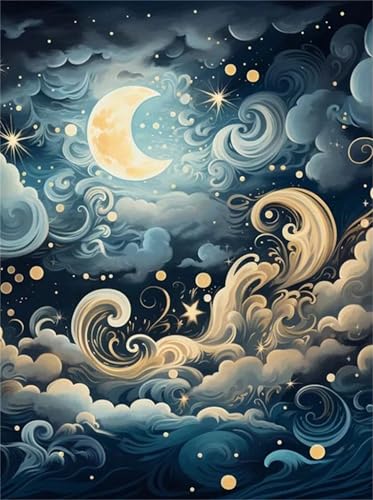 Puzzle 120 Teile für Erwachsene Abstrakte Wolken Mond, Unmöglich Schwer Schwierig Herausfordernd Puzzles, Geschicklichkeitsspiel für die ganze Familie von Muaor