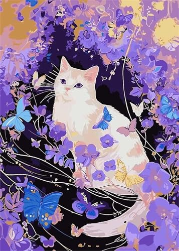 Puzzle 120 Teile für Erwachsene Lila Blumen Katze, Unmöglich Schwer Schwierig Herausfordernd Puzzles, Geschicklichkeitsspiel für die ganze Familie Puzzle 120 Teile für Erwachsene Lila Blumen Katze, Unmöglich Schwer Schwierig Herausfordernd Puzzles, Geschicklichkeitsspiel für die ganze Familie von Muaor