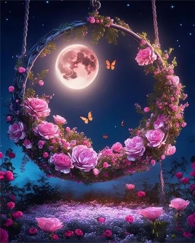 Puzzle 120 Teile für Erwachsene Rose Swing Mond, Unmöglich Schwer Schwierig Herausfordernd Puzzles, Geschicklichkeitsspiel für die ganze Familie von Muaor
