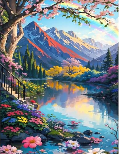 Puzzle 1500 Teile Berg Regenbogen Baum, 1500 Teile Challenge Puzzle für Erwachsene, Spaß puzzlespiel Premium Quality Klassisches Puzzles von Muaor