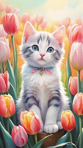 Puzzle 1500 Teile Sonne Tulpe Katze, 1500 Teile Challenge Puzzle für Erwachsene, Spaß puzzlespiel Premium Quality Klassisches Puzzles von Muaor