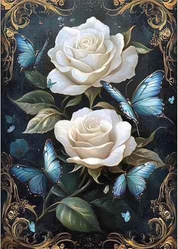 Puzzle 1500 Teile für Erwachsene Rose Vintage Schmetterling, Unmöglich Schwer Schwierig Herausfordernd Puzzles, Geschicklichkeitsspiel für die ganze Familie Puzzle 1500 Teile für Erwachsene Rose Vintage Schmetterling, Unmöglich Schwer Schwierig Herausfordernd Puzzles, Geschicklichkeitsspiel für die ganze Familie von Muaor