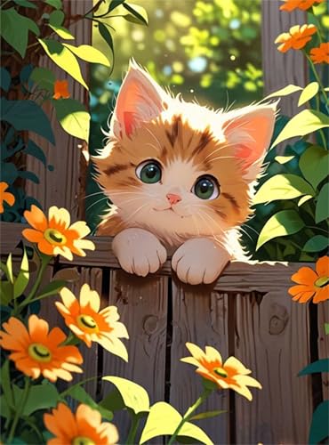 Puzzle 1500 Teile für Erwachsene Sommer Zaun Katze, Unmöglich Schwer Schwierig Herausfordernd Puzzles, Geschicklichkeitsspiel für die ganze Familie von Muaor