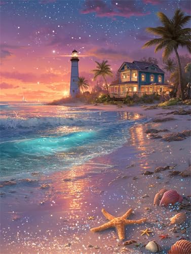 Puzzle 1500 Teile für Erwachsene Strand Seestern Leuchtturm, Unmöglich Schwer Schwierig Herausfordernd Puzzles, Geschicklichkeitsspiel für die ganze Familie von Muaor