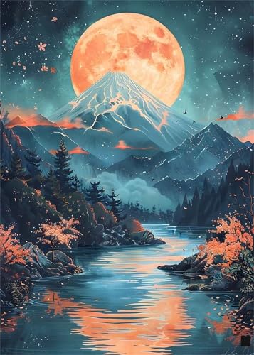 Puzzle 200 Teile Blick auf die Berge bei Nacht, 200 Teile Challenge Puzzle für Erwachsene, Spaß puzzlespiel Premium Quality Klassisches Puzzles von Muaor