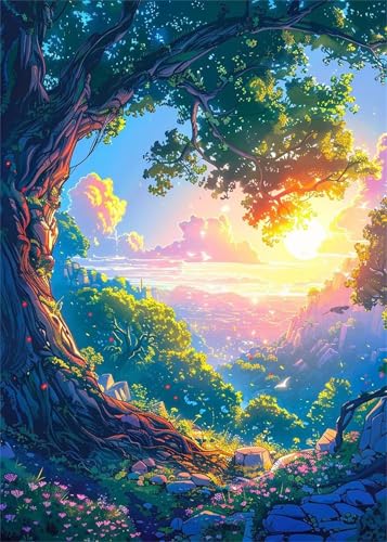 Puzzle 200 Teile Sunset Trees Hanglage, 200 Teile Challenge Puzzle für Erwachsene, Spaß puzzlespiel Premium Quality Klassisches Puzzles von Muaor