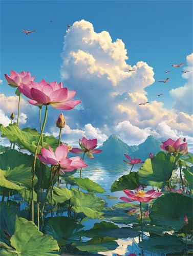Puzzle 200 Teile Weißer Wolken-Lotus, 200 Teile Challenge Puzzle für Erwachsene, Spaß puzzlespiel Premium Quality Klassisches Puzzles Puzzle 200 Teile Weißer Wolken-Lotus, 200 Teile Challenge Puzzle für Erwachsene, Spaß puzzlespiel Premium Quality Klassisches Puzzles von Muaor