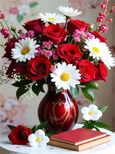 Puzzle 2000 Teile für Erwachsene Rose Daisy Vase, Unmöglich Schwer Schwierig Herausfordernd Puzzles, Geschicklichkeitsspiel für die ganze Familie von Muaor