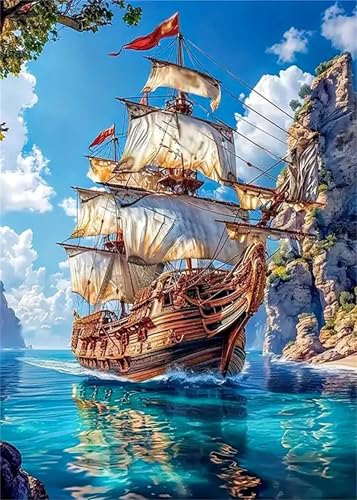 Puzzle 30 Teile für Erwachsene Alte Segelbootküste, Unmöglich Schwer Schwierig Herausfordernd Puzzles, Geschicklichkeitsspiel für die ganze Familie von Muaor