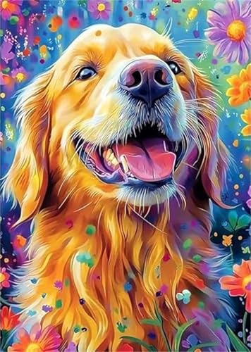 Puzzle 30 Teile für Erwachsene Blume Golden Retriever, Unmöglich Schwer Schwierig Herausfordernd Puzzles, Geschicklichkeitsspiel für die ganze Familie von Muaor