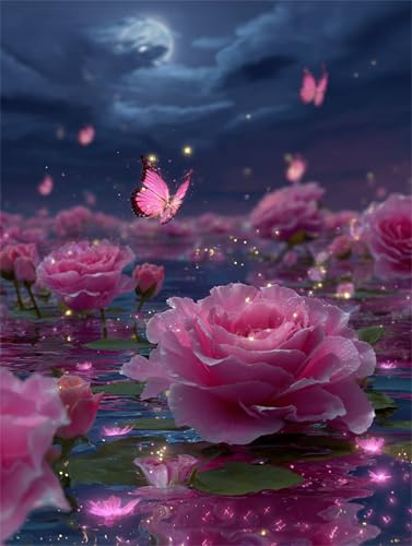 Puzzle 30 Teile für Erwachsene Die Nacht des Rosenteichs, Unmöglich Schwer Schwierig Herausfordernd Puzzles, Geschicklichkeitsspiel für die ganze Familie von Muaor