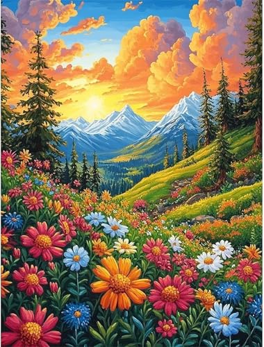 Puzzle 30 Teile für Erwachsene Wildblumen Hügel Sonnenschein, Unmöglich Schwer Schwierig Herausfordernd Puzzles, Geschicklichkeitsspiel für die ganze Familie von Muaor
