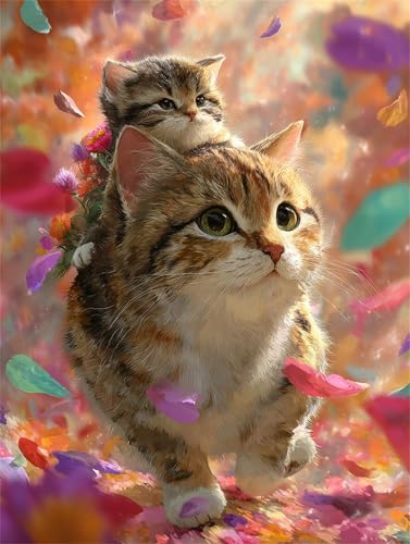 Puzzle 300 Teile für Erwachsene Bunte Blütenblatt Katze, Unmöglich Schwer Schwierig Herausfordernd Puzzles, Geschicklichkeitsspiel für die ganze Familie Puzzle 300 Teile für Erwachsene Bunte Blütenblatt Katze, Unmöglich Schwer Schwierig Herausfordernd Puzzles, Geschicklichkeitsspiel für die ganze Familie von Muaor