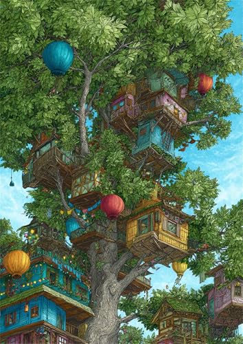Puzzle 300 Teile für Erwachsene Grüner Baumhaushimmel, Unmöglich Schwer Schwierig Herausfordernd Puzzles, Geschicklichkeitsspiel für die ganze Familie Puzzle 300 Teile für Erwachsene Grüner Baumhaushimmel, Unmöglich Schwer Schwierig Herausfordernd Puzzles, Geschicklichkeitsspiel für die ganze Familie von Muaor