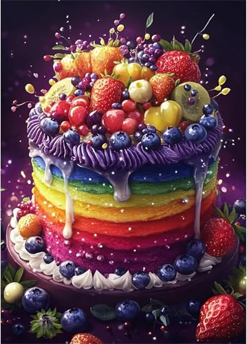 Puzzle 500 Teile für Erwachsene Regenbogen-Blaubeer-Kuchen, Unmöglich Schwer Schwierig Herausfordernd Puzzles, Geschicklichkeitsspiel für die ganze Familie Puzzle 500 Teile für Erwachsene Regenbogen-Blaubeer-Kuchen, Unmöglich Schwer Schwierig Herausfordernd Puzzles, Geschicklichkeitsspiel für die ganze Familie von Muaor