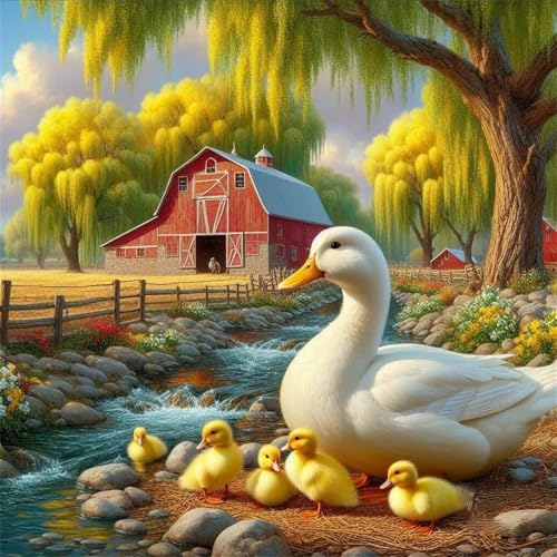 Puzzle 60 Teile Erwachsene, EIN Herausforderndes Rätsel, Puzzlespiele für Die Ganze Familie, 60 Puzzle Geschenke für Frauen und Männer, Thema:Duck Farm Bach von Muaor