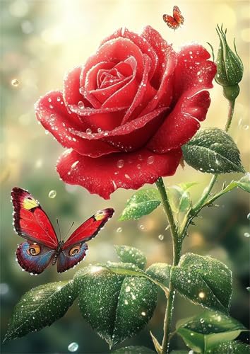 Puzzle 60 Teile Roter Rosenschmetterling, 60 Teile Challenge Puzzle für Erwachsene, Spaß puzzlespiel Premium Quality Klassisches Puzzles Puzzle 60 Teile Roter Rosenschmetterling, 60 Teile Challenge Puzzle für Erwachsene, Spaß puzzlespiel Premium Quality Klassisches Puzzles von Muaor