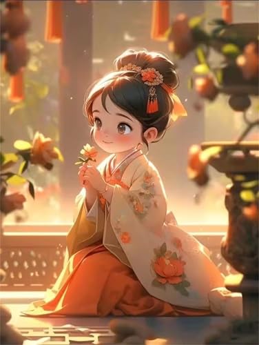 Puzzle 60 Teile für Erwachsene Orangefarbenes Hofmädchen, Unmöglich Schwer Schwierig Herausfordernd Puzzles, Geschicklichkeitsspiel für die ganze Familie von Muaor