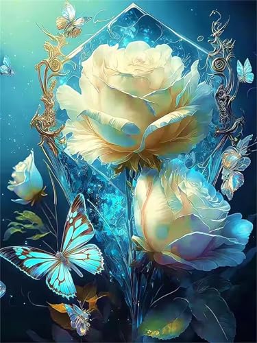 Puzzle 60 Teile für Erwachsene Ozean-Rose-Schmetterling, Unmöglich Schwer Schwierig Herausfordernd Puzzles, Geschicklichkeitsspiel für die ganze Familie von Muaor