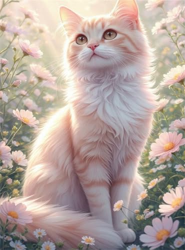 Puzzle 700 Teile Rosa Gänseblümchen-Katze, 700 Teile Challenge Puzzle für Erwachsene, Spaß puzzlespiel Premium Quality Klassisches Puzzles von Muaor