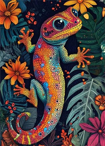 Puzzle 90 Teile für Erwachsene Buntes Chamäleon, Unmöglich Schwer Schwierig Herausfordernd Puzzles, Geschicklichkeitsspiel für die ganze Familie von Muaor