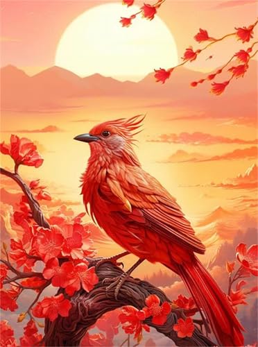 Puzzle 90 Teile für Erwachsene Rote Vögel Sonnenaufgang, Unmöglich Schwer Schwierig Herausfordernd Puzzles, Geschicklichkeitsspiel für die ganze Familie von Muaor