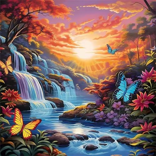 Puzzle für Erwachsene 120 Teile Butterfly Creek Sonnenuntergang, DIY Kreative Unterhaltung, Spaß, Klassisches Puzzles für Erwachsene Lernspiel Spielzeug Geschenk Jigsaw Puzzle 120 Teile von Muaor