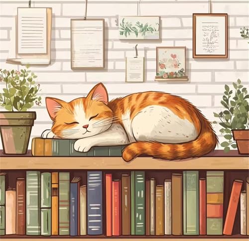 Puzzle für Erwachsene 120 Teile Orange Katze Bücherregal, DIY Kreative Unterhaltung, Spaß, Klassisches Puzzles für Erwachsene Lernspiel Spielzeug Geschenk Jigsaw Puzzle 120 Teile von Muaor