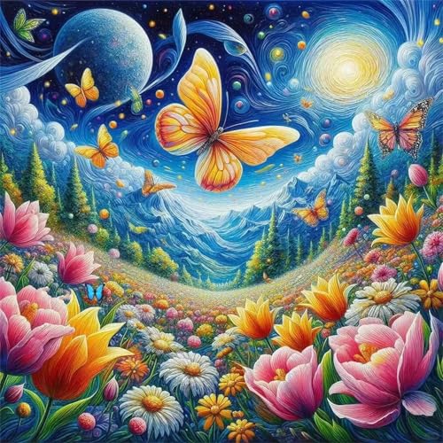 Puzzle für Erwachsene 120 Teile Wunderschöner Wildblumenmond, DIY Kreative Unterhaltung, Spaß, Klassisches Puzzles für Erwachsene Lernspiel Spielzeug Geschenk Jigsaw Puzzle 120 Teile von Muaor