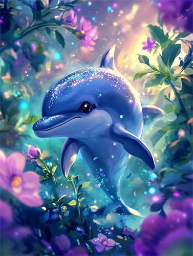 Puzzle für Erwachsene 1500 Teile, DIY Kreative Unterhaltung Puzzles, schöne Geschenkidee Jigsaw Puzzle mit Karikatur Delfin-Pflanze-Motiv von Muaor