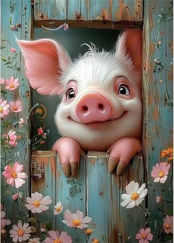 Puzzle für Erwachsene 1500 Teile, DIY Kreative Unterhaltung Puzzles, schöne Geschenkidee Jigsaw Puzzle mit Zaun Tier Schwein-Motiv von Muaor