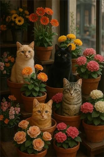 Puzzle für Erwachsene 200 Teile, DIY Kreative Unterhaltung Puzzles, schöne Geschenkidee Jigsaw Puzzle mit Blumentopf Orange Katze-Motiv Puzzle für Erwachsene 200 Teile, DIY Kreative Unterhaltung Puzzles, schöne Geschenkidee Jigsaw Puzzle mit Blumentopf Orange Katze-Motiv von Muaor
