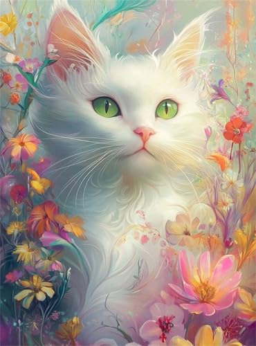 Puzzle für Erwachsene 200 Teile, DIY Kreative Unterhaltung Puzzles, schöne Geschenkidee Jigsaw Puzzle mit Bunte Blume Katze-Motiv von Muaor