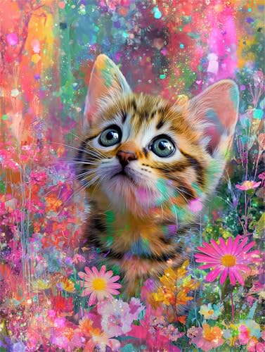 Puzzle für Erwachsene 200 Teile, DIY Kreative Unterhaltung Puzzles, schöne Geschenkidee Jigsaw Puzzle mit Bunte Graffiti-Katze-Motiv von Muaor