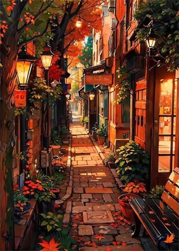 Puzzle für Erwachsene 200 Teile, DIY Kreative Unterhaltung Puzzles, schöne Geschenkidee Jigsaw Puzzle mit Herbstliche Straßen der Stadt-Motiv von Muaor