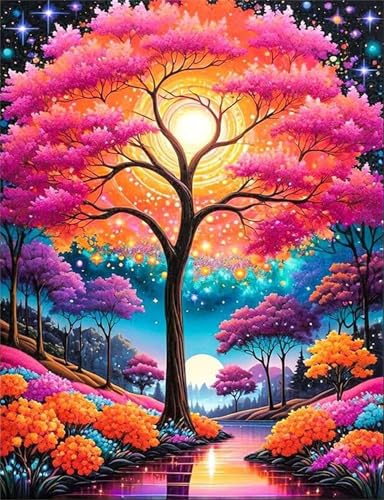 Puzzle für Erwachsene 200 Teile, DIY Kreative Unterhaltung Puzzles, schöne Geschenkidee Jigsaw Puzzle mit Natürlicher rosa Baum-Motiv von Muaor