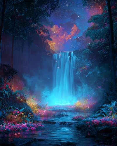 Puzzle für Erwachsene 200 Teile, DIY Kreative Unterhaltung Puzzles, schöne Geschenkidee Jigsaw Puzzle mit Wasserfall Farbige Blumen-Motiv von Muaor