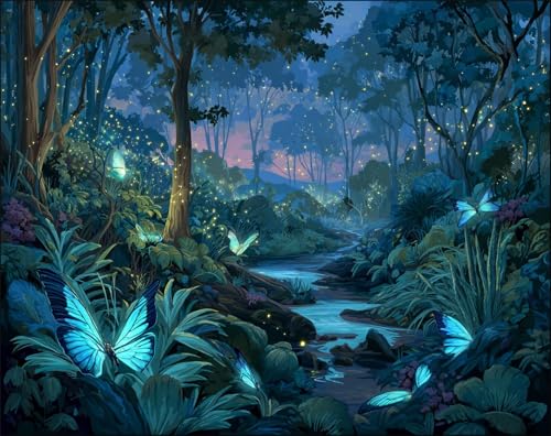 Puzzle für Erwachsene 200 Teile, DIY Kreative Unterhaltung Puzzles, schöne Geschenkidee Jigsaw Puzzle mit Woods Stream Schmetterling-Motiv Puzzle für Erwachsene 200 Teile, DIY Kreative Unterhaltung Puzzles, schöne Geschenkidee Jigsaw Puzzle mit Woods Stream Schmetterling-Motiv von Muaor